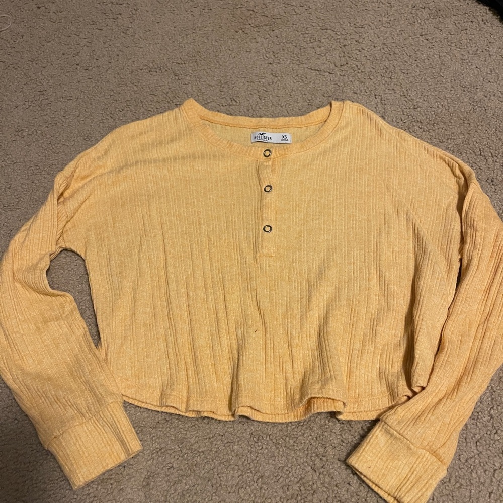 Hollister Yellow Ribbed Henley Top